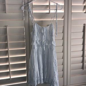 white dress with light blue stripes